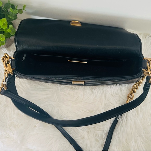 Tory Burch Kira Black Flap Chevron Bag small - Picture 7 of 11